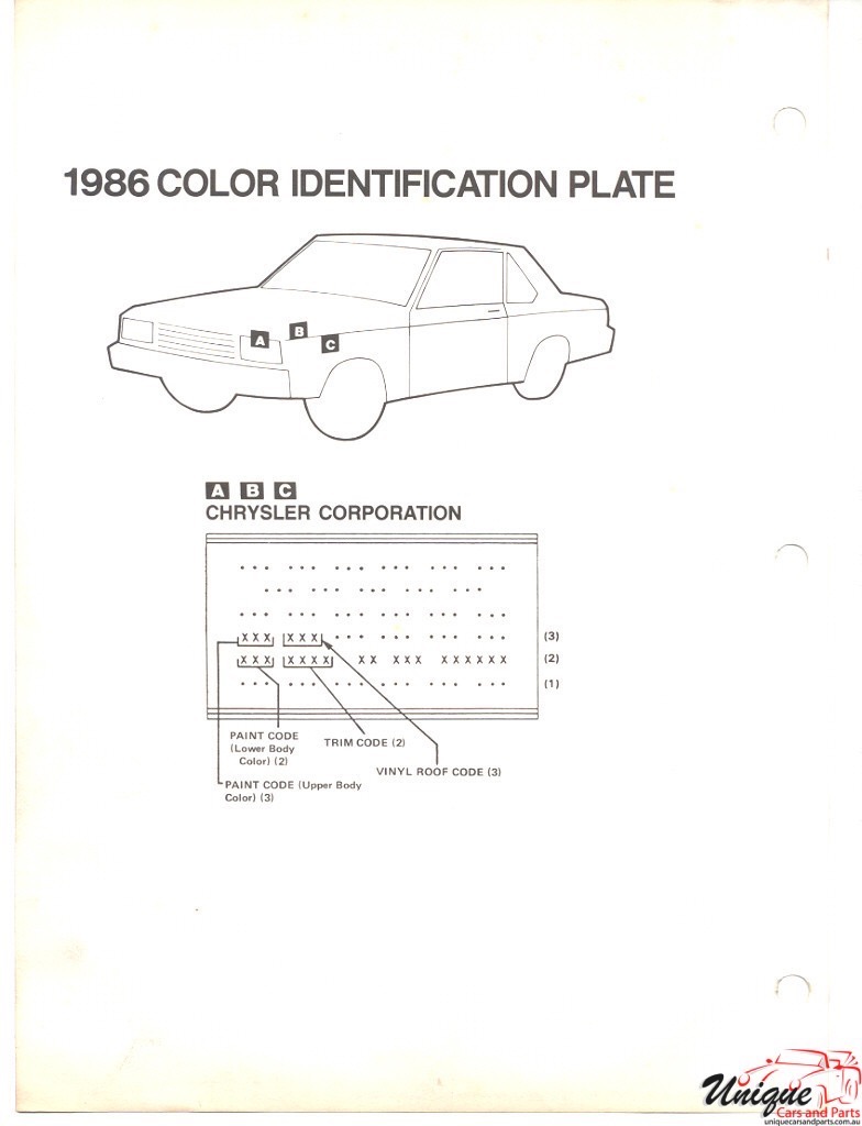 1986 Chrysler Paint Charts DuPont 4